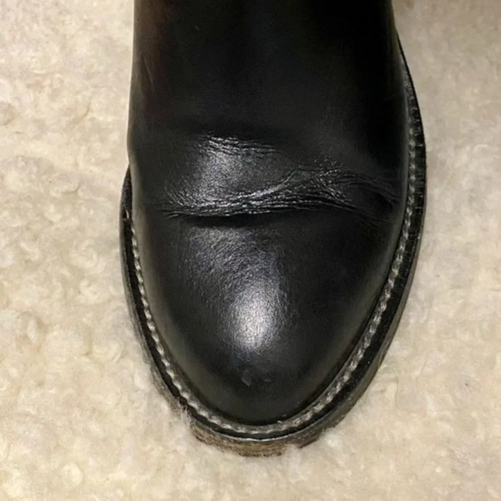 Cole Haan blk leather riding‎ boots w/ vibram soles